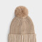 Gorro Romántico Gorro Tejido Con Pompón - Marron Beige
