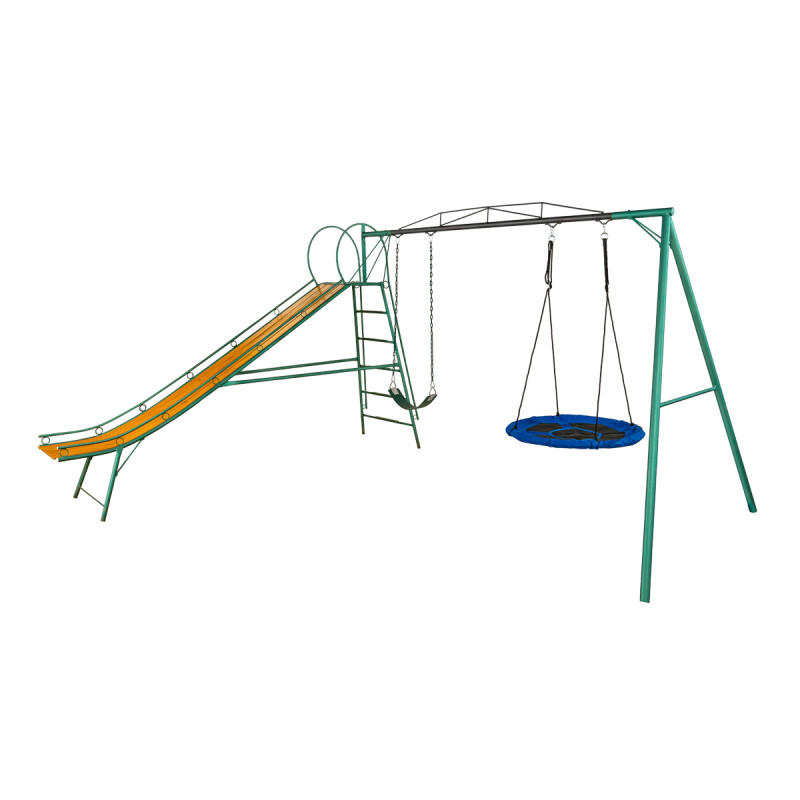 Juego Combinado Infantil con tobogán N°5. 1hamacas de cincha y 1 hamaca circular. Juego Combinado Infantil con tobogán N°5. 1hamacas de cincha y 1 hamaca circular.