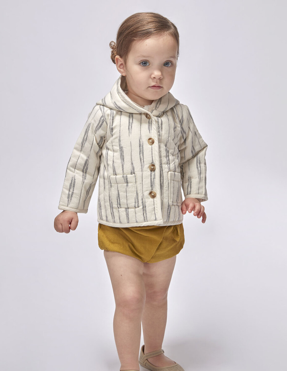 Abrigo Acolchado Estampado Ikat - Blanco Roto 
