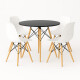 Juego de comedor Con Mesa Circular de 80cm + 4 Sillas Eames Blanco/Negro