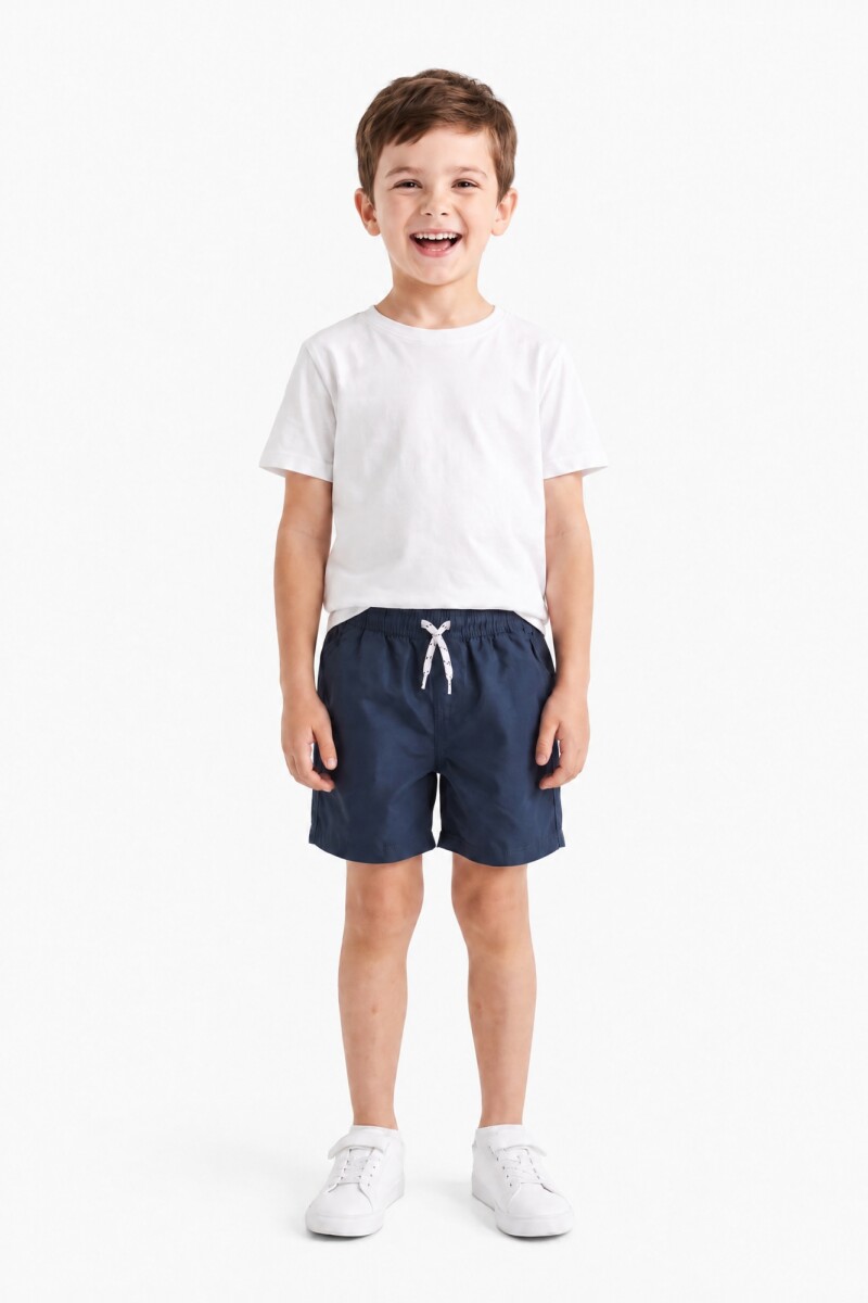 Short de baño liso - Azul marino 