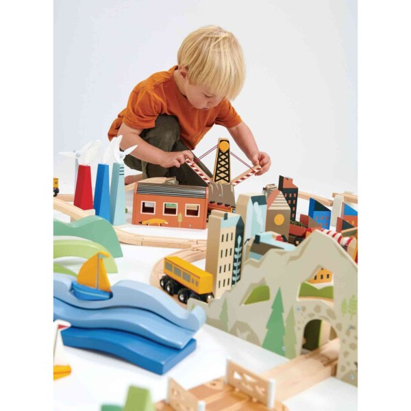 Juguete Pista De Tren Panoramica Tender Leaf Madera Infantil Juguete Pista De Tren Panoramica Tender Leaf Madera Infantil