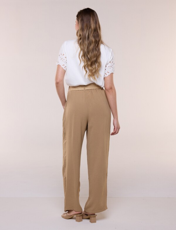 Pantalon Wide Leg Cinturón De Rafia TOSTADO