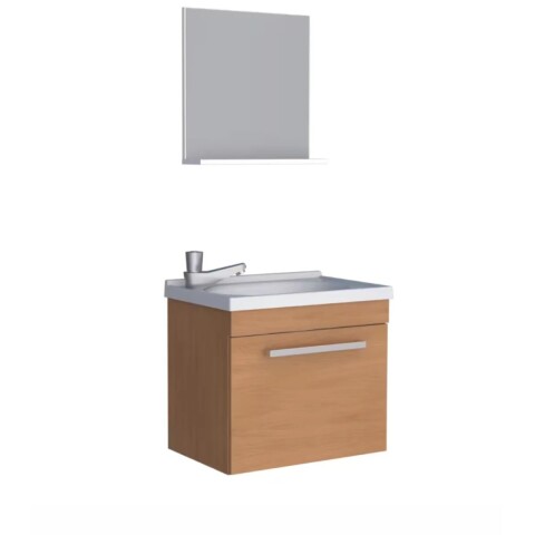 Mueble de baño suspendido Agata Jequitiba 50cm bacha de resina natural y espejo Mueble De Baño Suspendido Agata Jequitiba 50cm Bacha De Resina Natural Y Espejo