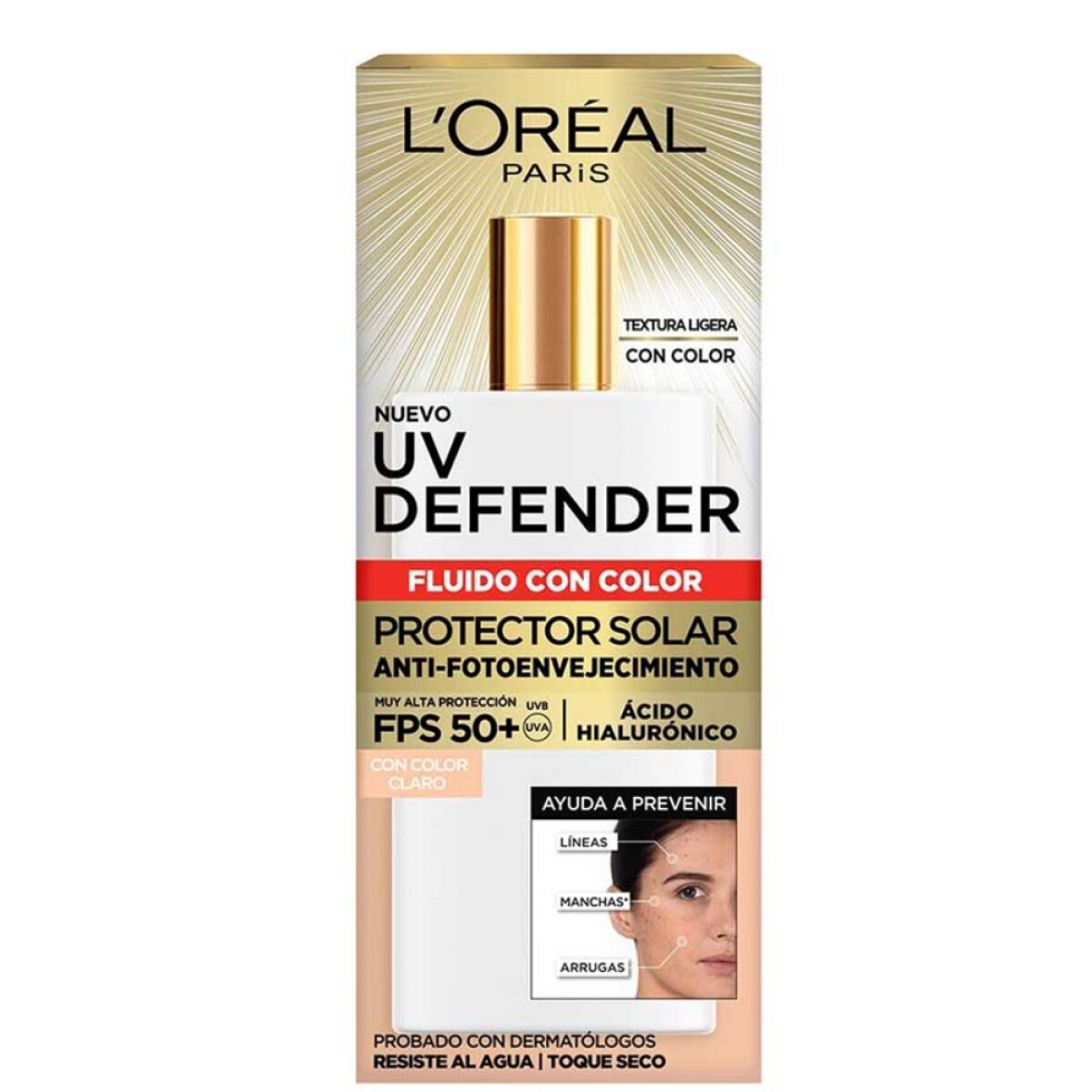 Protector Solar L'Oréal Paris UV Defender Anti Fotoenvejecimiento FPS50 Tono Claro 40gr 