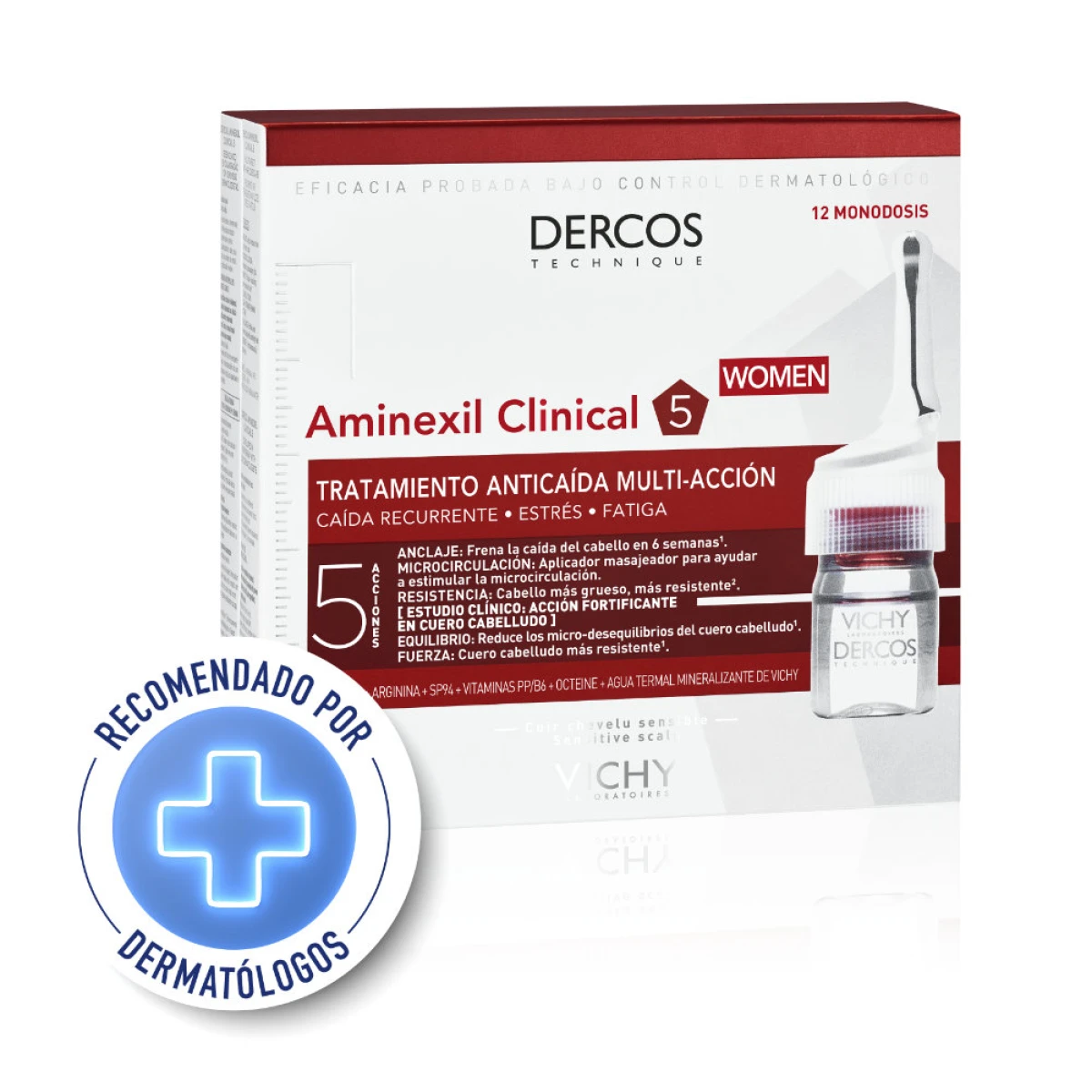 Vichy Dercos Tratamiento con Ampollas Anti caida Mujeres 12 Ampollas 