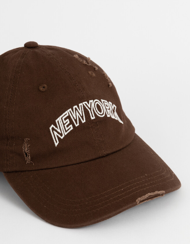 Caps Denim Gorra Bordada New York - Marron Medio