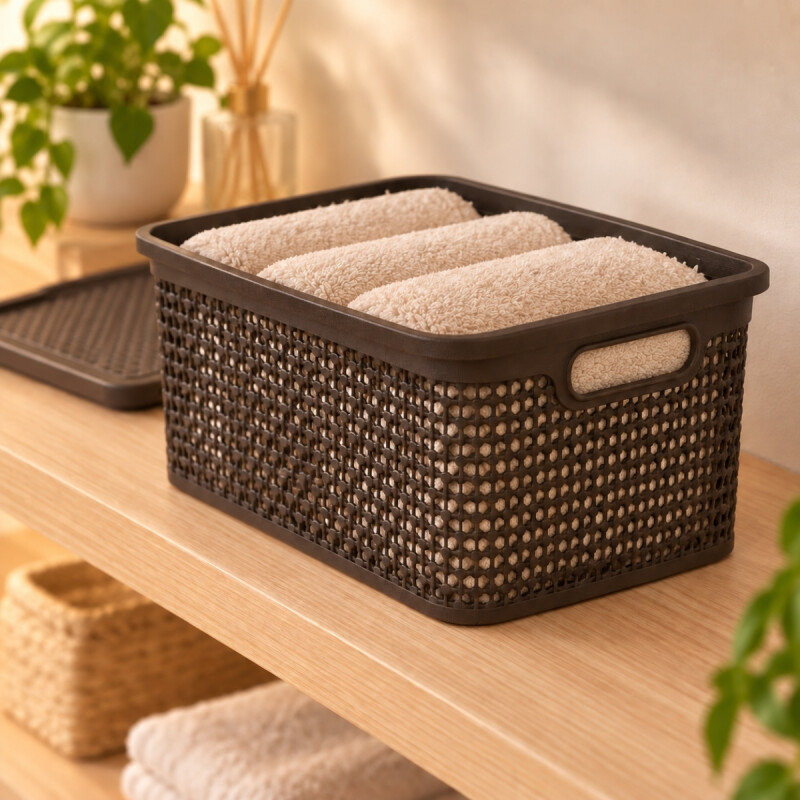 Caja simil ratán 7,5 lts CHOCOLATE