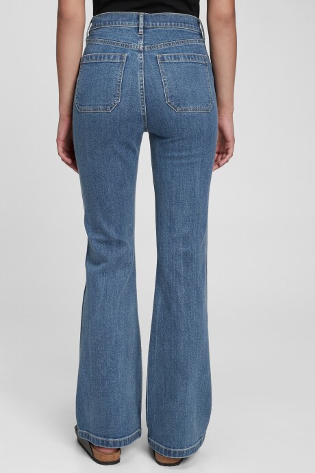 Jean 70S Flare Tiro Alto Mujer Medium Indigo 8