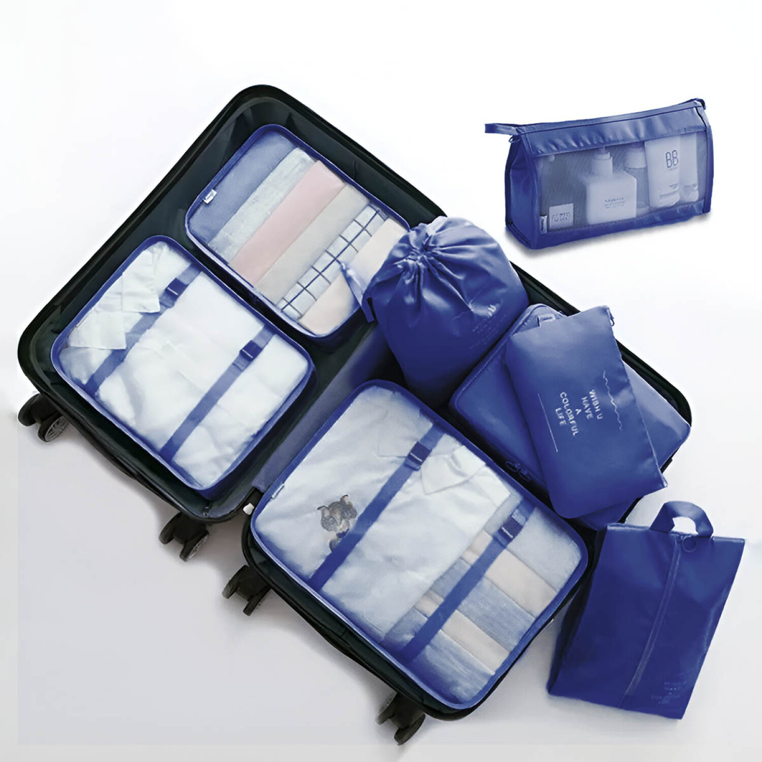 Organizador de equipaje de viaje con cremallera, 6 unidades  (azul marino), marino : Ropa, Zapatos y Joyería