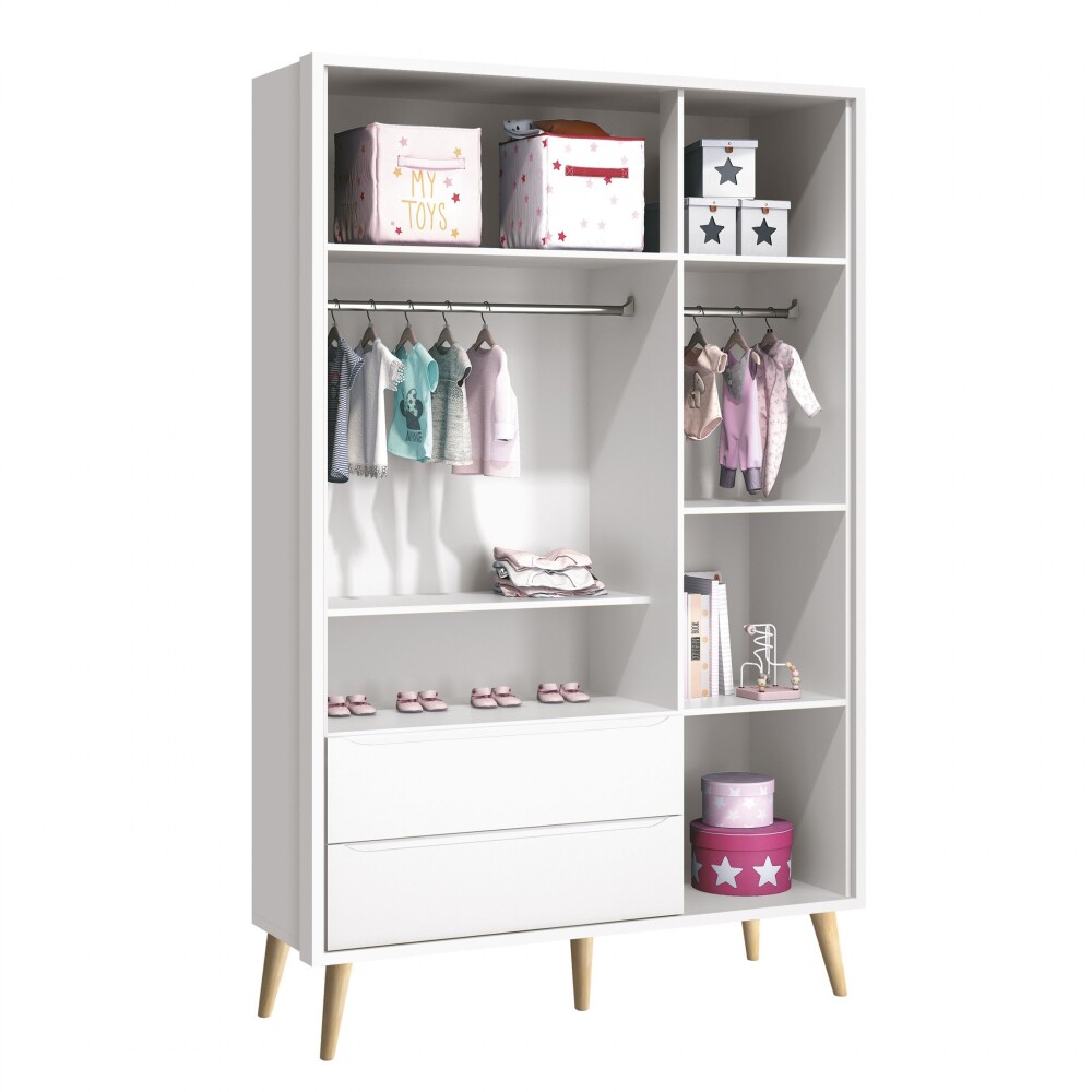 Ropero 3 puertas 2 cajones Infantil - Theo Blanco