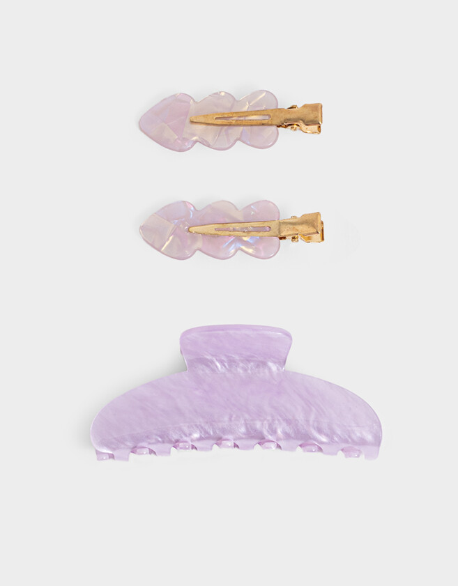Accesorios Pelo Set Hair Care Set De Piquito Y Broche Acrílico - Violeta Lila