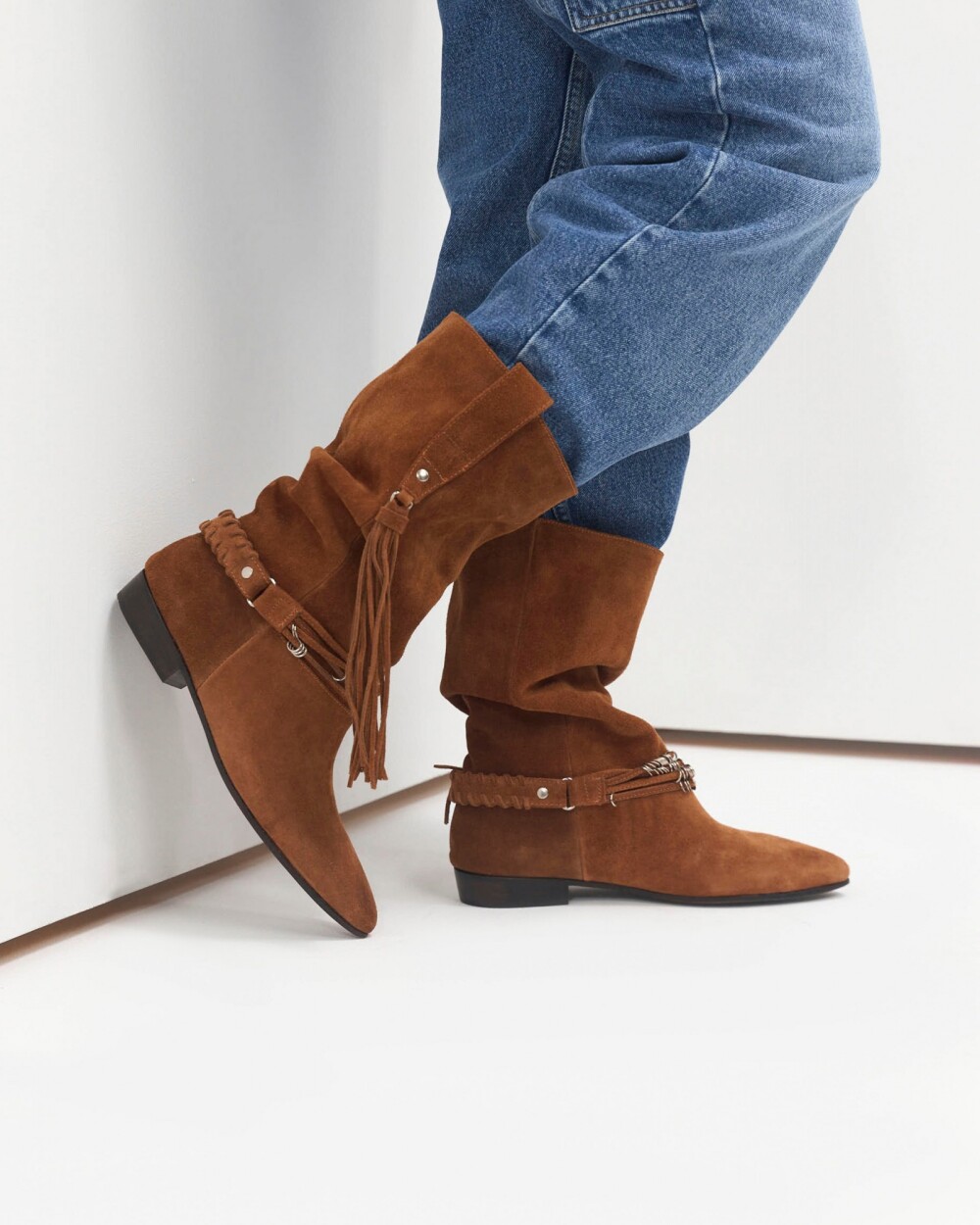 Bota Caña Media Amazonia En Cuero Gamuzado Cuoio
