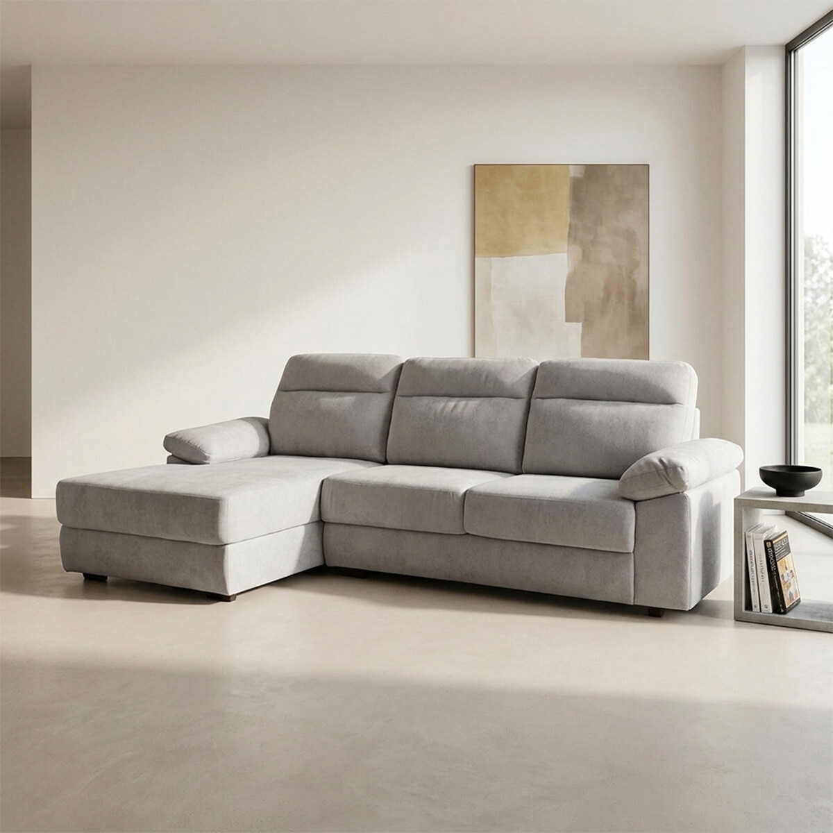 Rinconera Owen - Tela Microfibra - Chaise izquierdo - 12073 (Greige) 