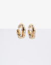 Aros Argollas Metal Aros Argolla Chunky Con Strass - Dorado