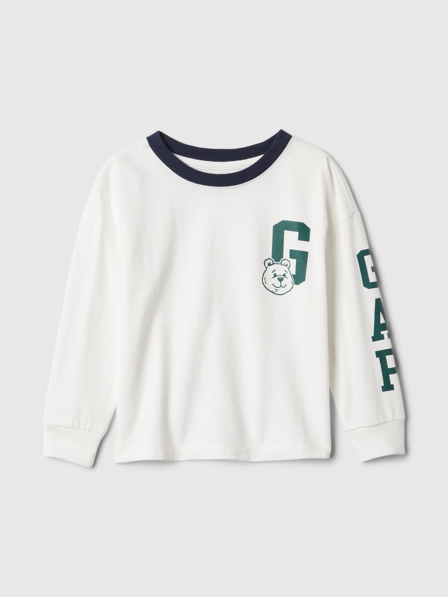 Remera Logo Gap Manga Larga Toddler Niño - New Off White 