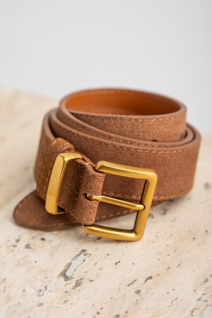 Cinto Gamuza Cuero Marron