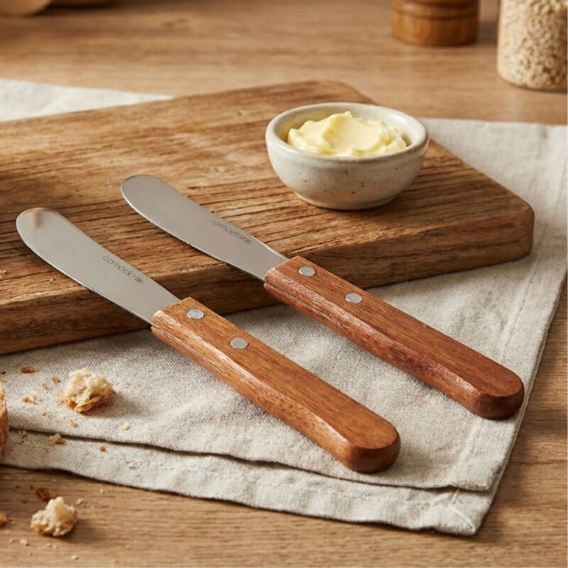 Set x2 espátula 0.8 mm mango de madera MARRON CLARO