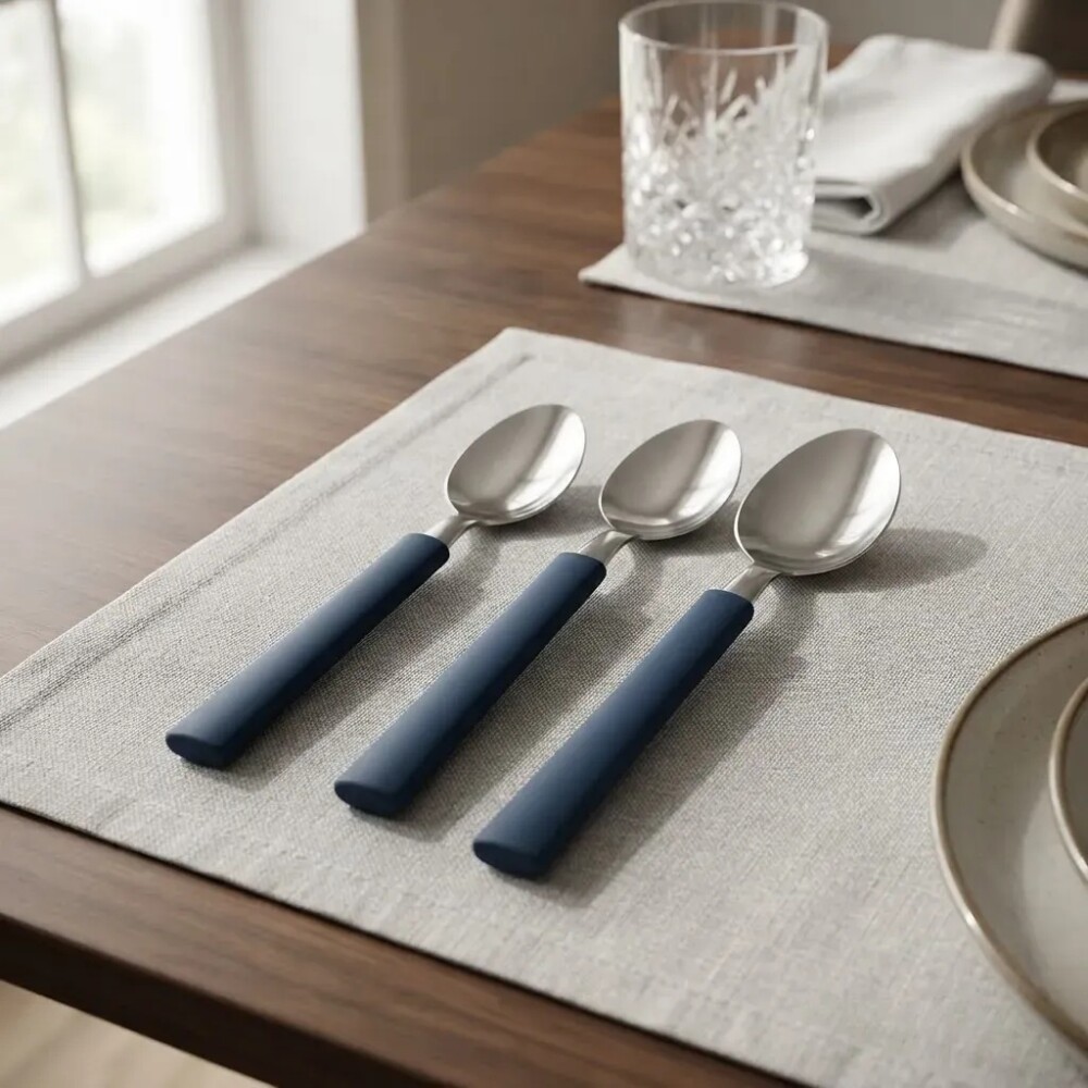 UNA Set 3 Cucharas M.Plastico Azul 83320/28 UNA Set 3 Cucharas M.Plastico Azul 83320/28