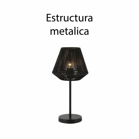 Lámpara De Mesa Pantalla Tejido Metal Negro Negro
