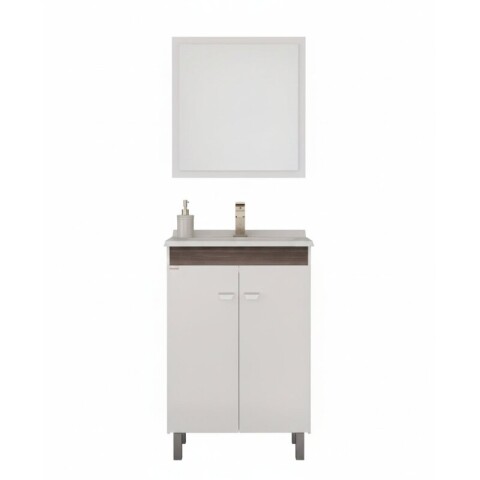 Mueble de Baño de Pie Atenea (56 cm) | Bicolor Blanco/Almendra con Bacha de Marmolina Mueble de Baño de Pie Atenea (56 cm) | Bicolor Blanco/Almendra con Bacha de Marmolina