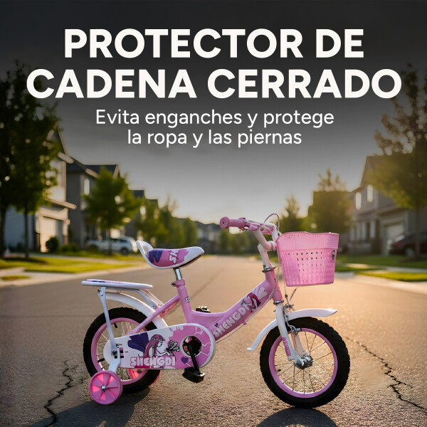 Bicicleta infantil Shengdi Rod 12 Canasto Parrilla Rueditas Color Rosa Claro