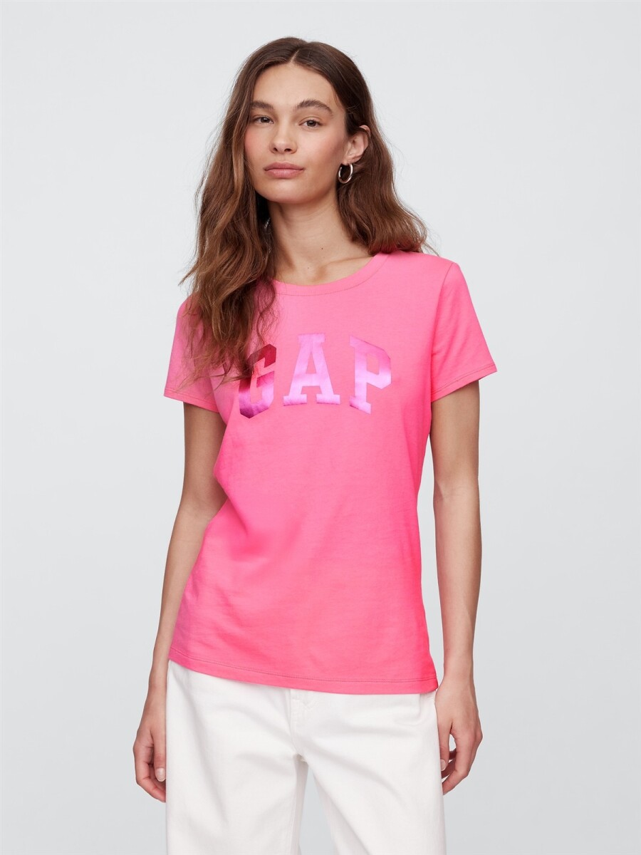 Remera Logo Gap Mujer - Neon Pink Rose 