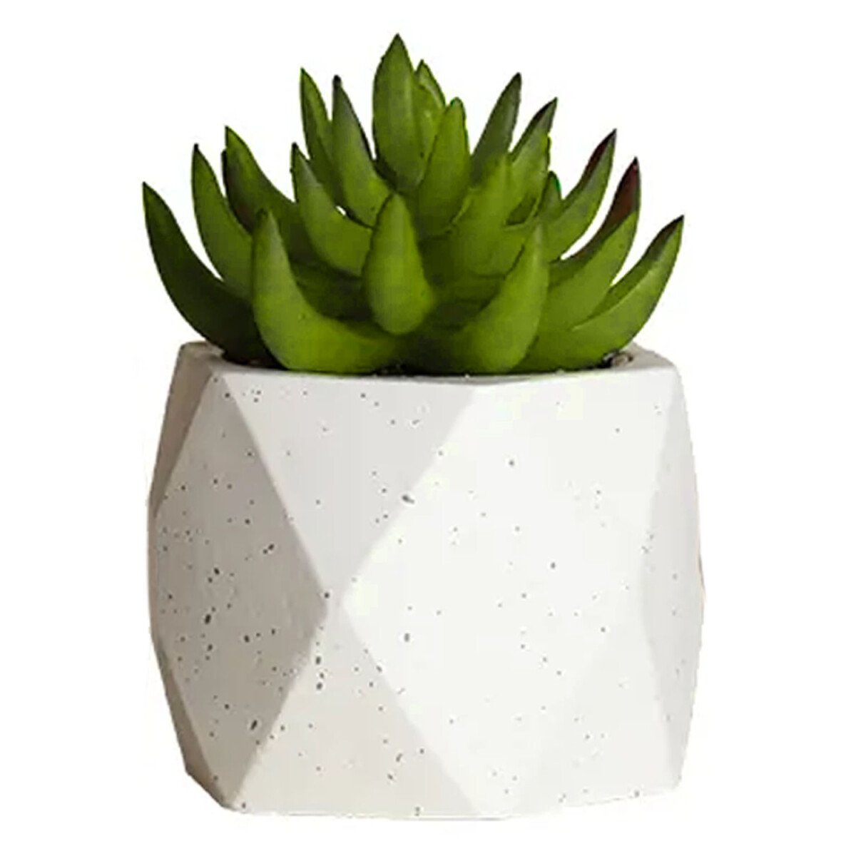 Mini Planta Artificial Decorativa Maceta Rombos en Cemento - Verde Claro 