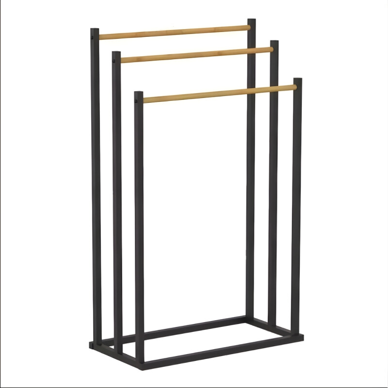 Despojador perchero Hierro y Bambú 45x21x86cm NEGRO