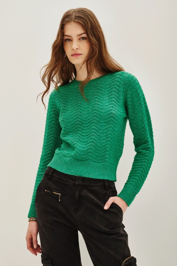 Sweater Vernet Sequins Verde