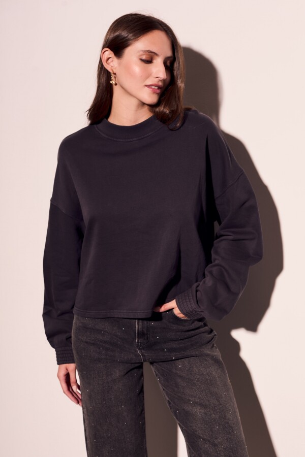 Sweater Algodón Lavado Negro Lavado