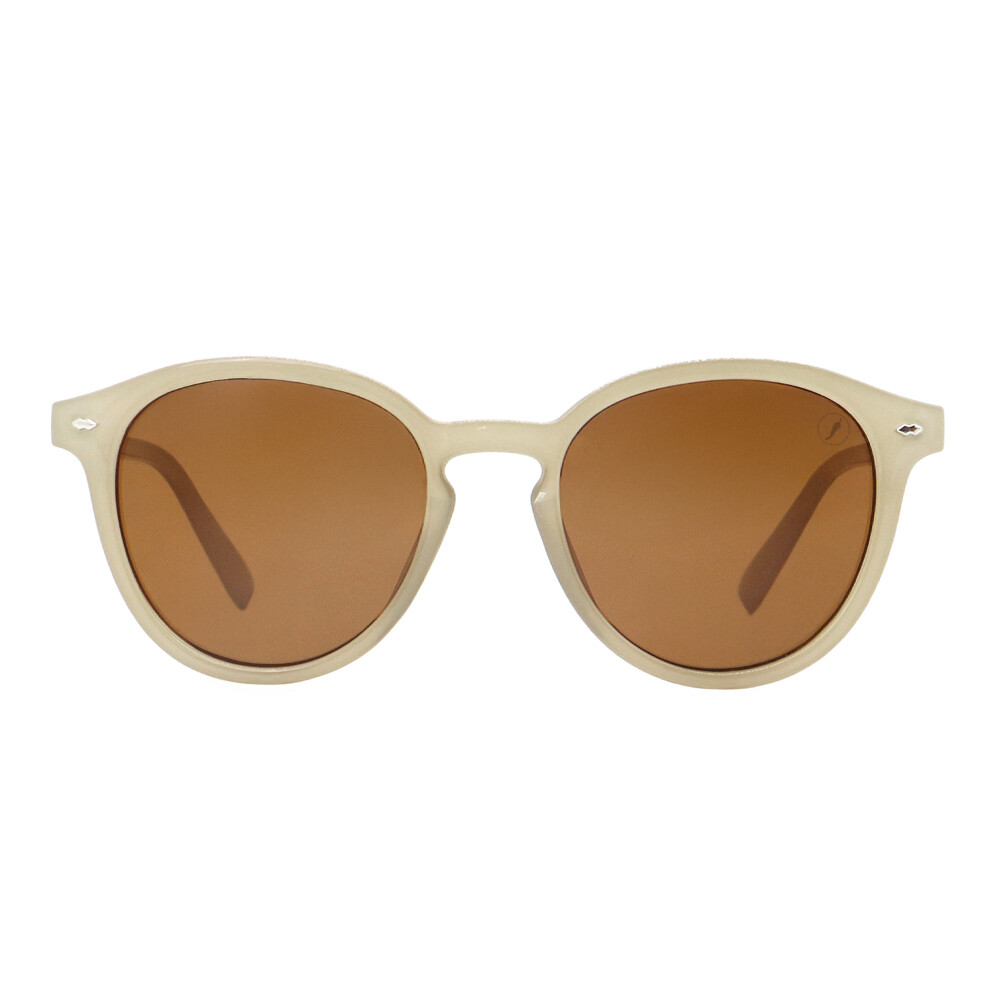 Lentes De Sol Policarbonato P1 Natal 2025 Redondo Beis/Blanco
