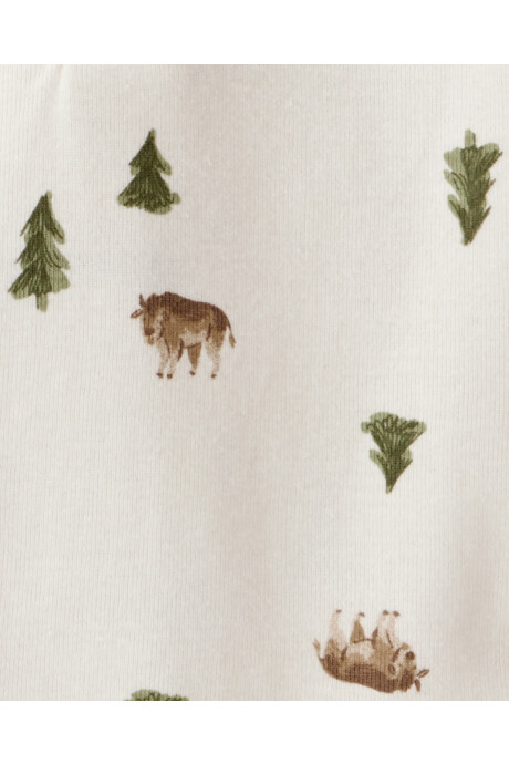 Set dos piezas de algodón, pantalón capitoneado y body, diseño bosque Sin color