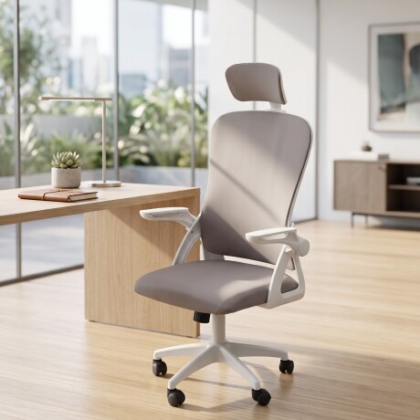 SILLA DE OFICINA ASIENTO ERGONÓMICA ESCRITORIO GIRATORIA REGULABLE APOYABRAZOS GRIS