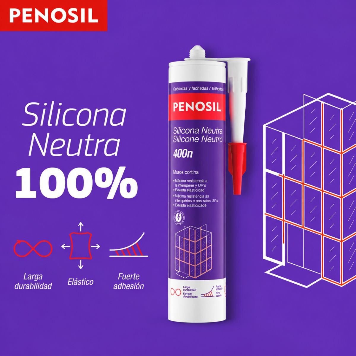 SILICONA NEUTRA CLIMATICA NEGRO 300ML PENOSIL Silicona Neutra Climatica Negro 300ml Penosil