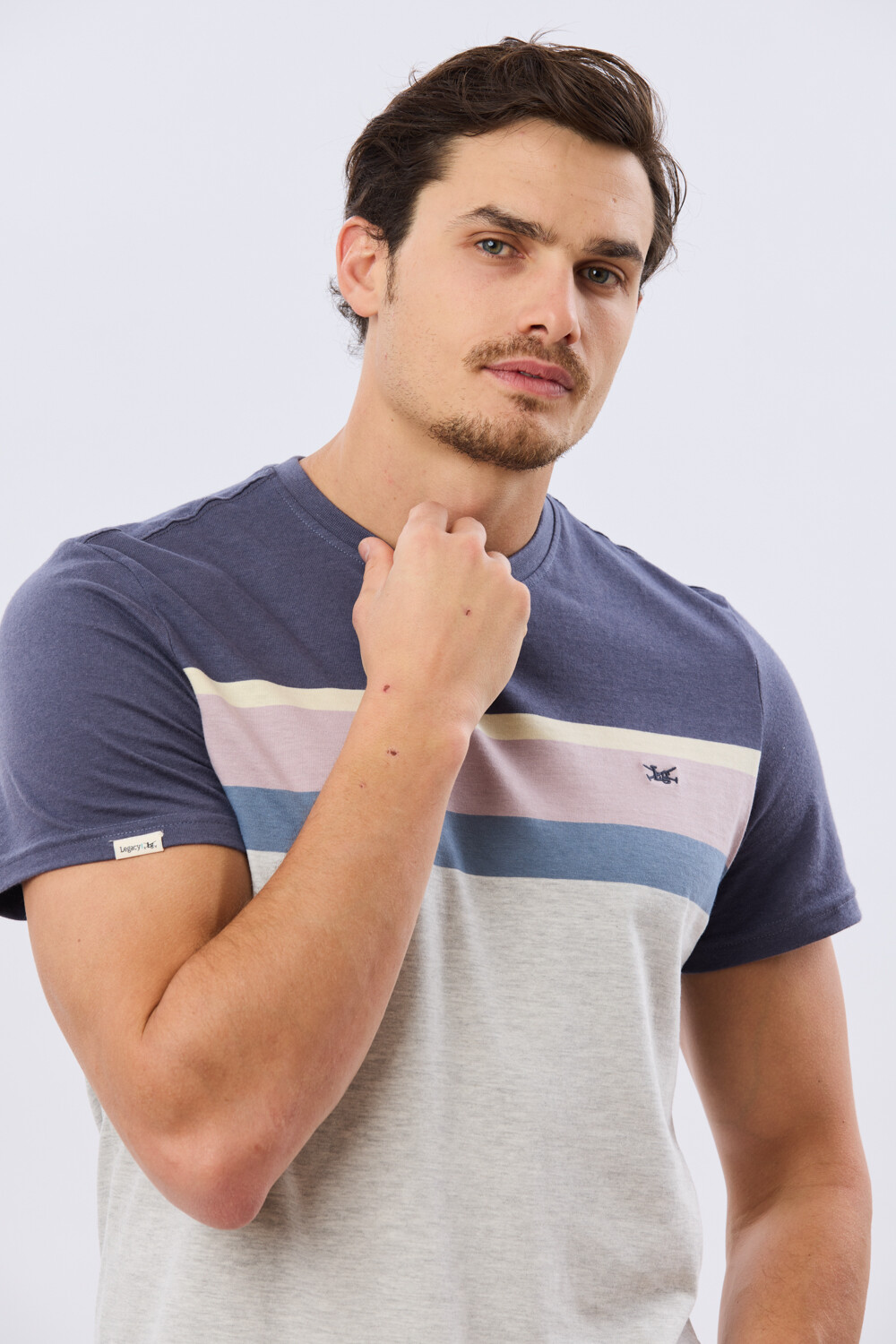 REMERA RAYADA DE ALGODÓN Gris