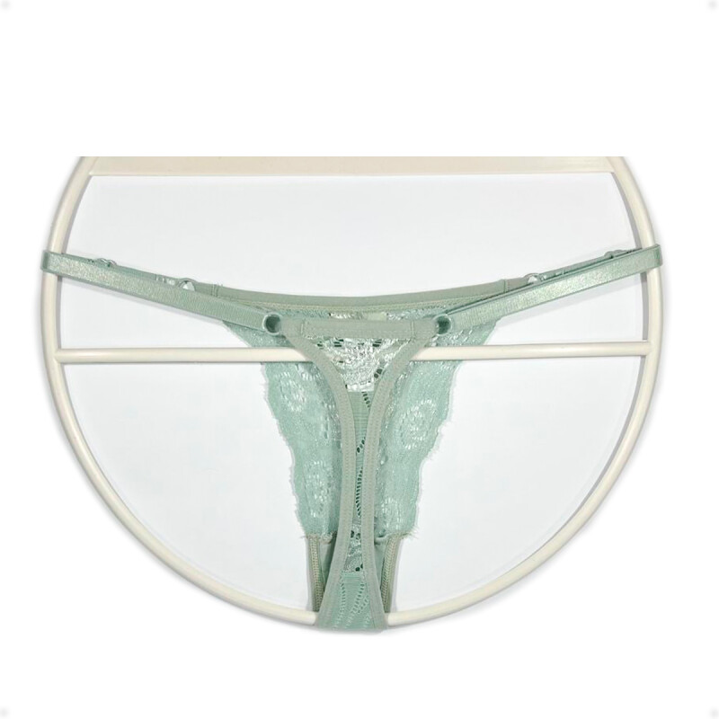 Tanga Colaless Ajustable De Encaje Verde