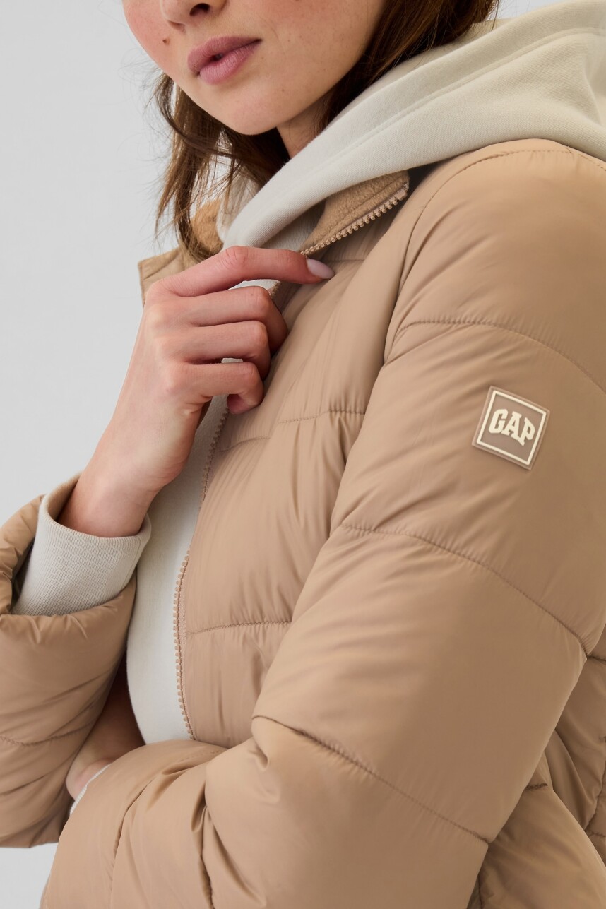 Campera Puffer Logo Gap Mujer Warm Golden Brown 701