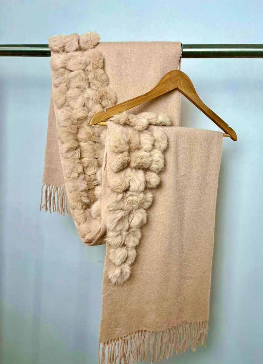 PASHMINA CASHMERE CON P.P CONEJO - BEIGE 