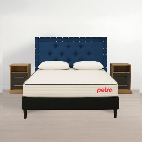 JUEGO DE DORMITORIO SOMMIER MESA DE LUZ RESPALDO ALMOHADA AZUL Juego De Dormitorio Sommier Mesa De Luz Respaldo Almohada Azul