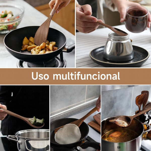 Juego de 9 Utensilios Cocina de Madera Dura Antiadherente IMBACK Juego de 9 Utensilios Cocina de Madera Dura Antiadherente IMBACK