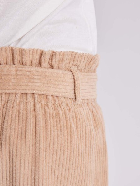 Pantalón ancho con lazo pana Taupe