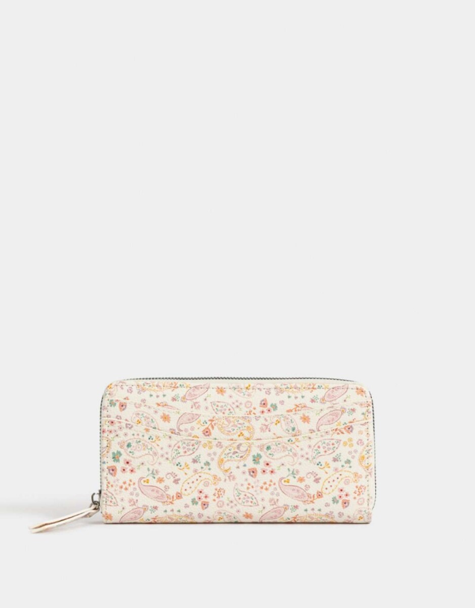 Billetera Fichero Estampada - Blanco Crudo 