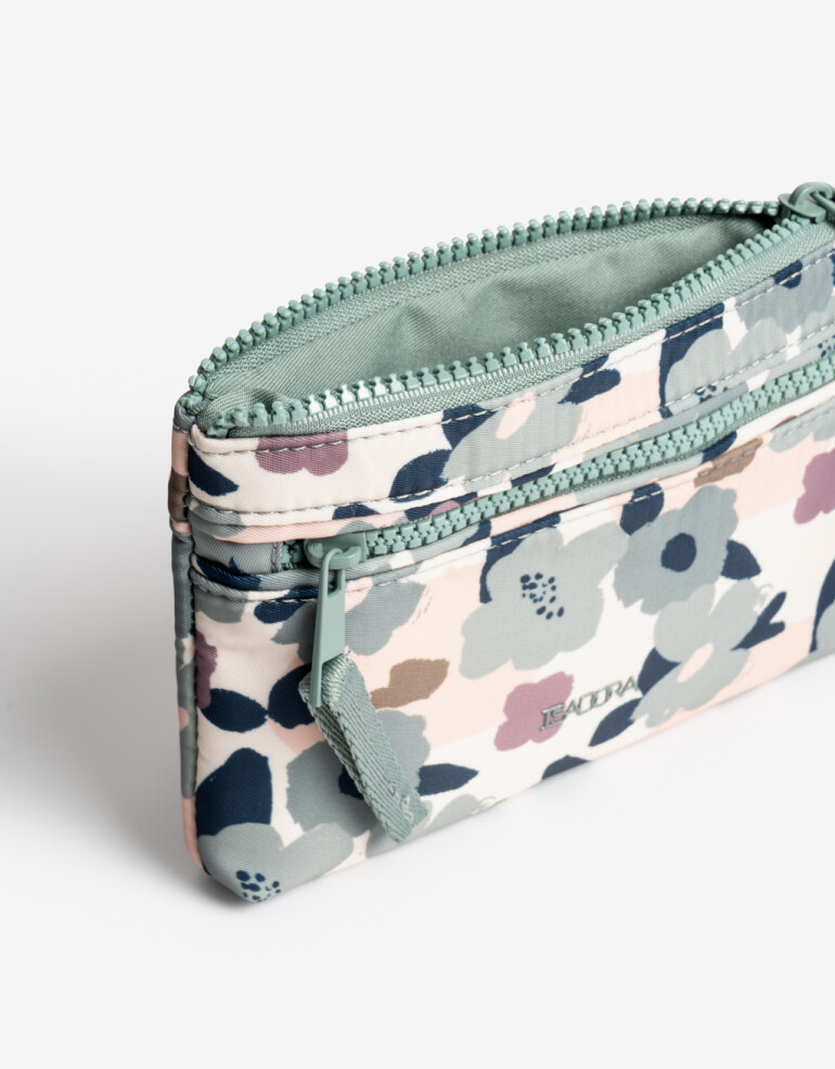 Monederos Nylon Monedero Nylon Con Bolsillo - Estampado Flores