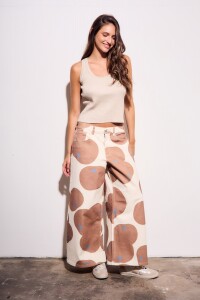 Jean Wide Leg Estampado Print