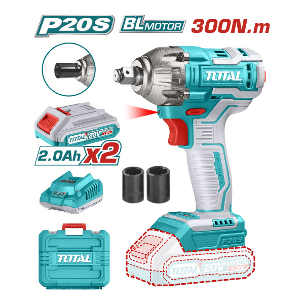 Llave de Impacto 20v Con 2 Baterías Total Llave de Impacto 20v Con 2 Baterías Total