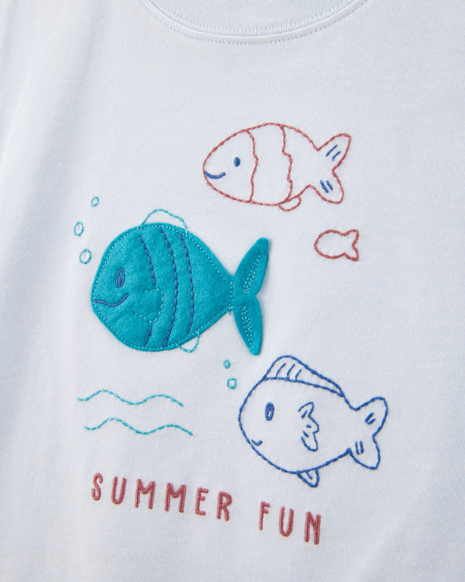 Set dos piezas de algodón, short y remera, estampa peces Sin color