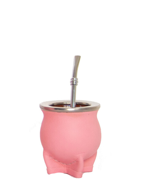 Mate Cerámica con Bombilla Rosado