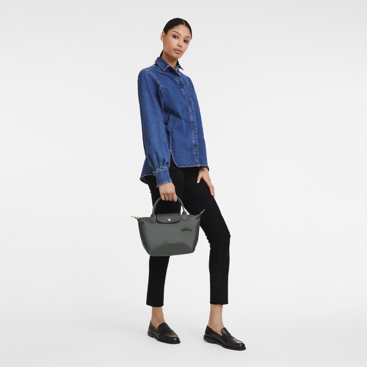 Longchamp - Le Pliage Green Bolso con Asa Superior S - Gris 