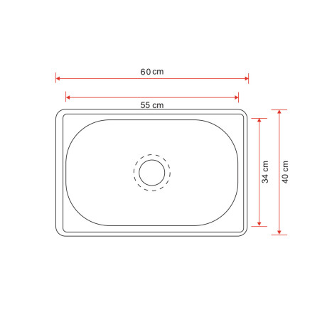 PILETA SIMPLE BRILLO DE ACERO INOXIDABLE 60X40X20CM PARA COCINA DGC INCLUYE VALVULA SIFON Y CANASTILLA. 000
